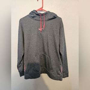 Women's Nike Dri-fit Gray And Pink Hooded Pullover Sweatshirt Large